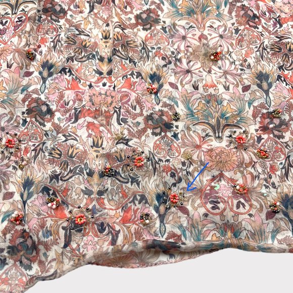 Zadig & Voltaire Taya Mousseline Mini Kaleido Floral Beaded Tunic Blouse Size S - Picture 14 of 16